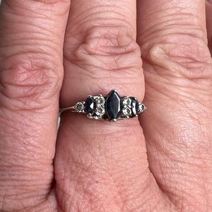 925 sterling real sapphire and diamond(?) ring